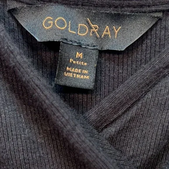 Goldray Women's One Piece Swim Dress Wrap Front Sleeveless Size PM Black Stretch - Picture 3 of 10